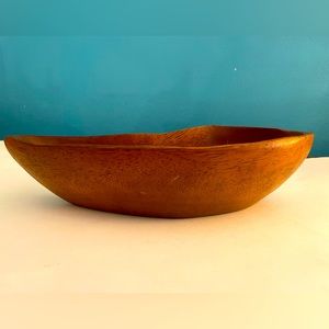 Vintage 70s Hand Carved Teardrop Wood Bowl Trinket Minimalist Midcentury